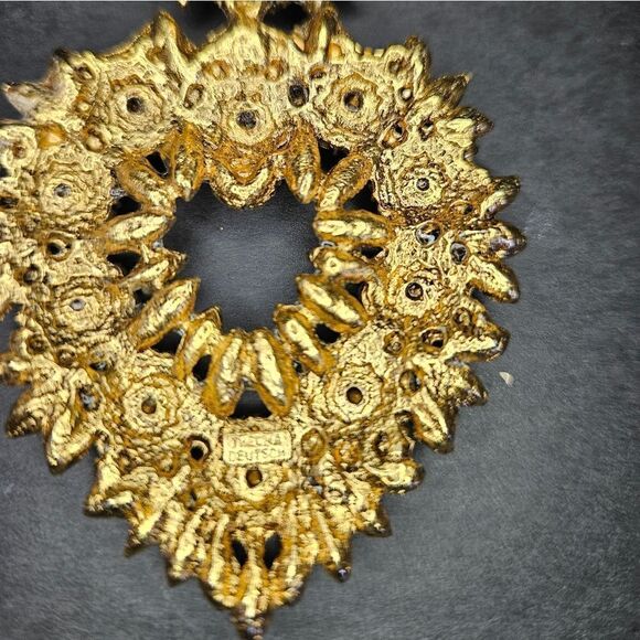 Vintage Thelma Deutsch Signed Large Rhinestone Open Heart Clip Dangle Earrings - Picture 8 of 12